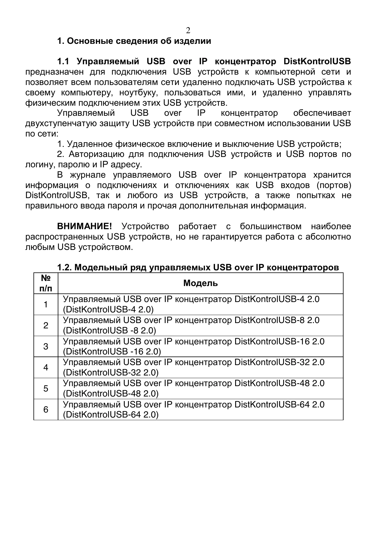 Страница 2: Управляемый USB over IP концентратор (USB 2.0). Паспорт