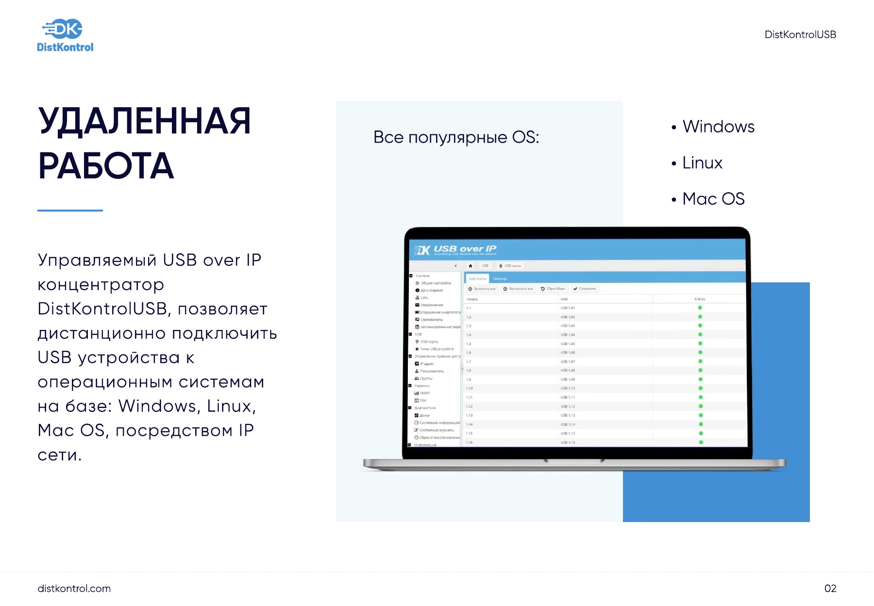 Страница 2: Презентация DistKontrolUSB