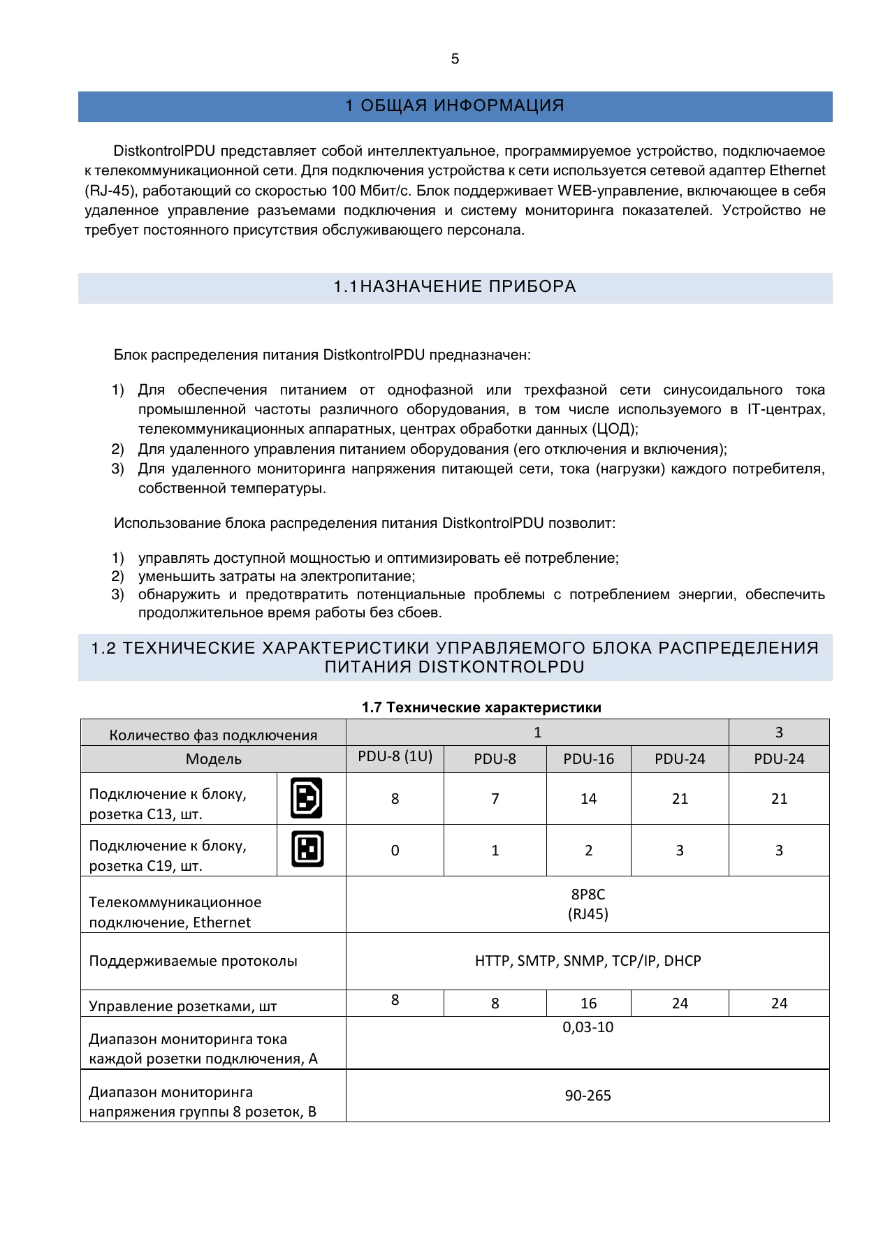 Страница 5: Блок распределения питания DistKontrolPDU. Руководство пользователя v2