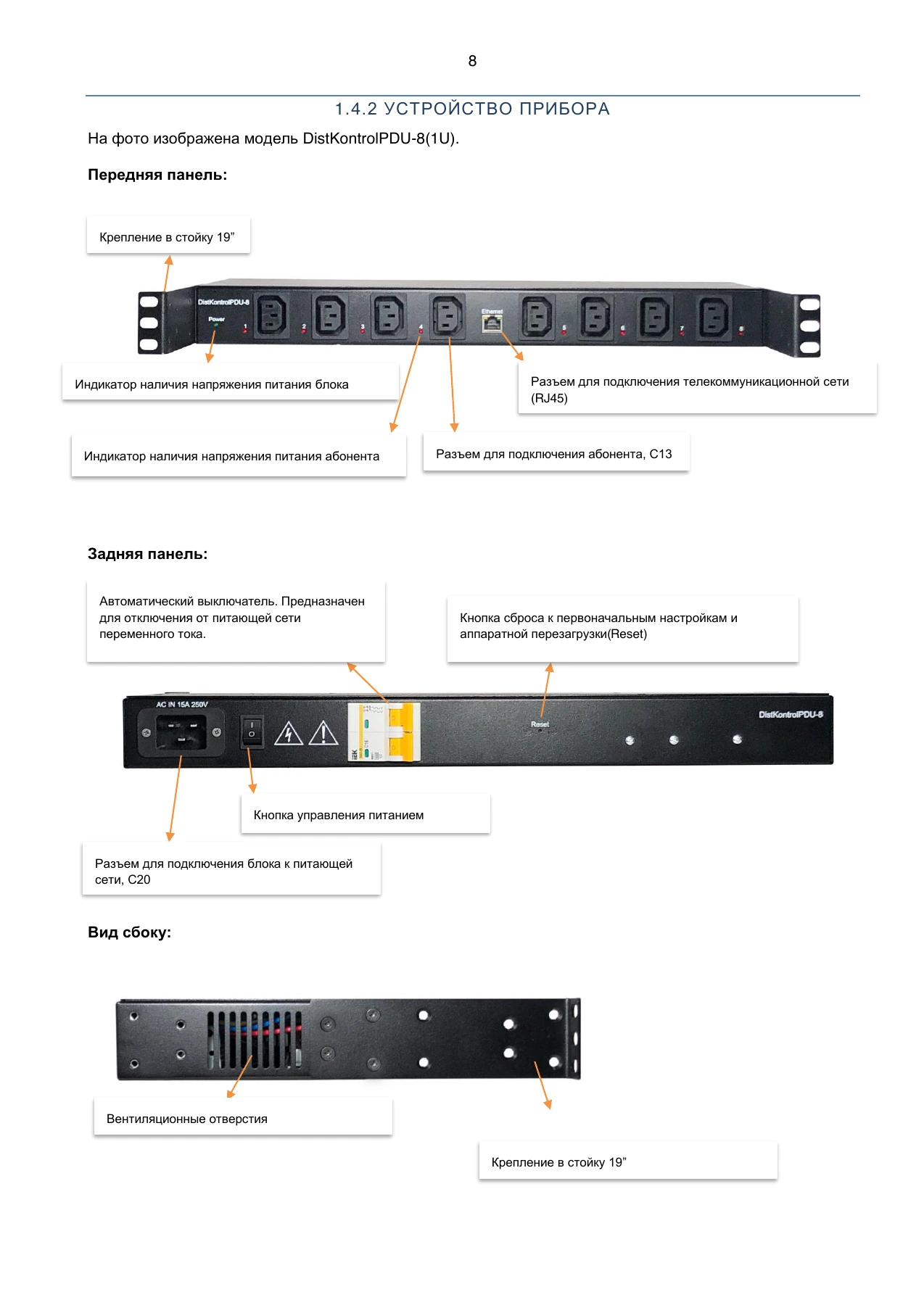 Страница 8: Блок распределения питания DistKontrolPDU. Руководство пользователя v2