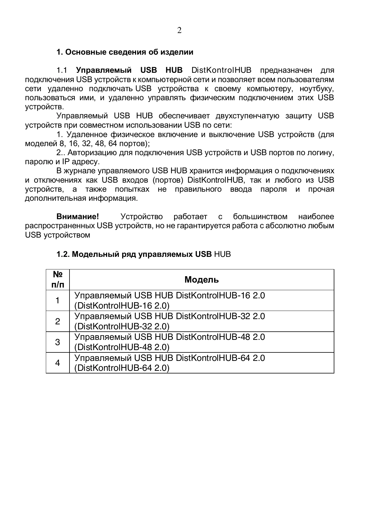 Страница 2: Управляемый USB Хаб DistKontrolHUB. Паспорт устройства